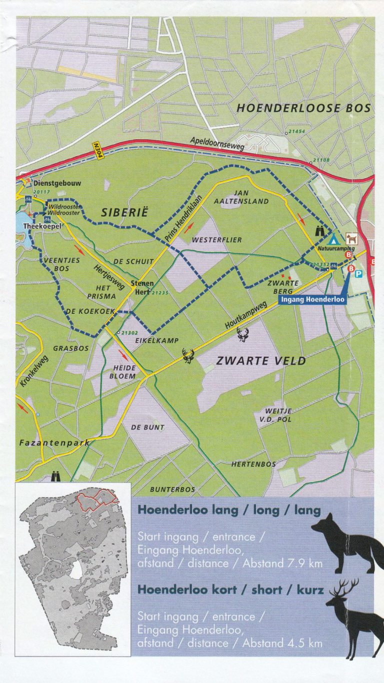 Wandelroutes Hoge Veluwe - Hoenderloo Kort en Hoenderloo Lang